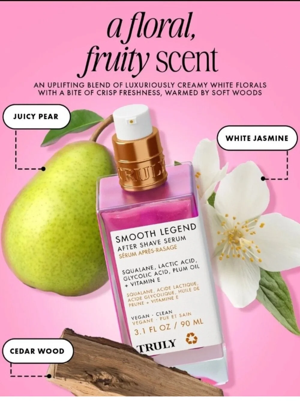 TRULY Smooth Legend After Shave Serum Squalane Glycolic Vit E NEW